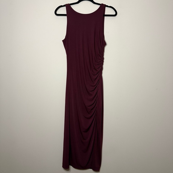 BANANA REPUBLIC FACTORY Tank Style Ruched Merlot Bodycon Cocktail Midi Dress - Picture 1 of 7